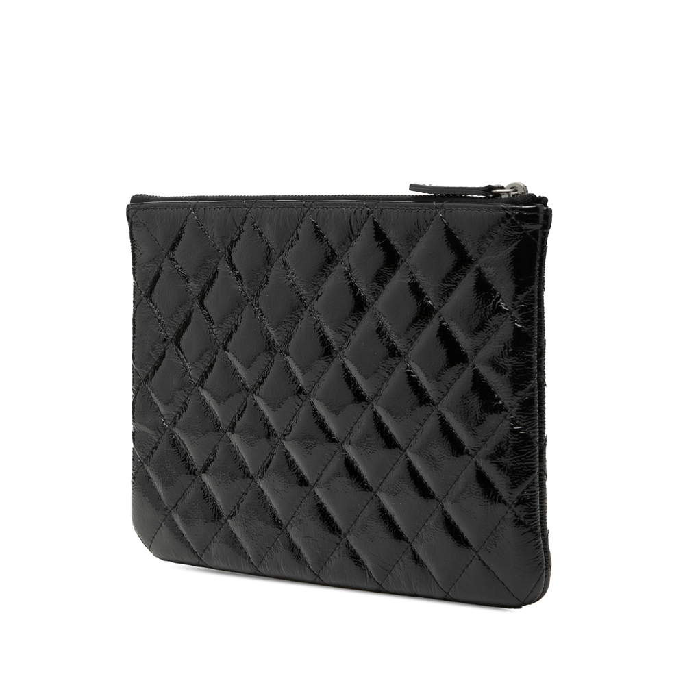 Pre-Loved Chanel Small Quilted Crinkled Patent O Case Clutch - Picture 2 of 7